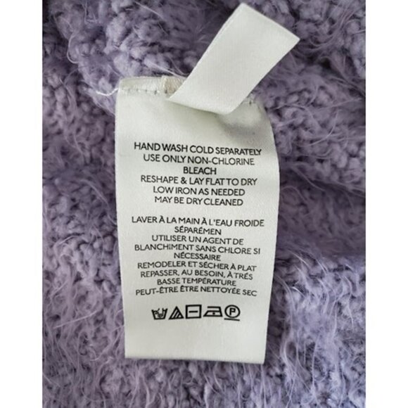 Free People Icing V-Neck Pullover Lavender Fuzzy Bouclé Knit Sweater Size S - Picture 11 of 11